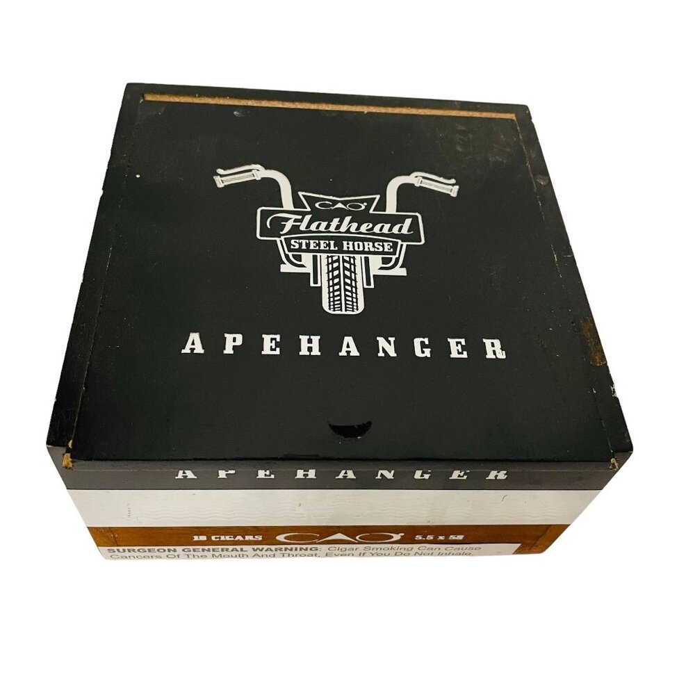 CAO Flathead Steel Horse Apehanger Wooden Enpty Cigar‎ Box 5.5 X 58